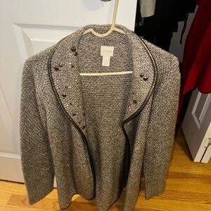 Chico's Shimmering Silver Knit Jacket